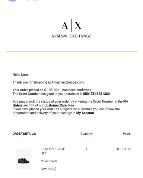 track my order armani exchange